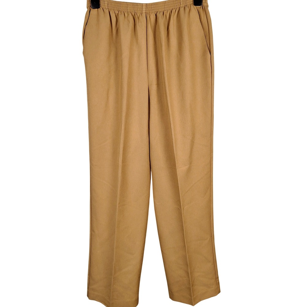 NWT Alfred Dunner Womens SZ 12 Sorrento Pants Tan Polyester Grandma Core